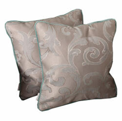 Hiko Set 2 perne decorative baroc Deluxe Hiko Versailles gri / menta cu fata detasabila si vipusca verde deschis din catifea (10008326)