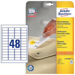 Avery Zweckform 45, 7*21, 2 mm-es Avery Zweckform A4 íves etikett címke, fehér színű (25 ív/doboz) (L4736REV-25) - etikett-cimke-shop