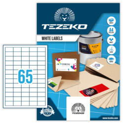 Tezeko 38, 1*21, 2 mm Tezeko A4 íves etikett címke, fehér színű (100 ív/doboz) (TZ-A4-0030) - etikett-cimke-shop