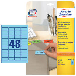 Avery Zweckform 45, 7*21, 2 mm-es Avery Zweckform A4 íves etikett címke, kék színű (20 ív/doboz) (L6039-20) - etikett-cimke-shop