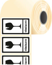 Tezeko Törékeny címke, fekete, 100 * 60 mm (500 címke/tekercs) (P1000006000-031) - etikett-cimke-shop