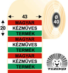 Tezeko Magyar Kézműves Termék etikett címke, 43 * 20 mm-es (1000 db/tekercs) (P0430002000-006) - etikett-cimke-shop