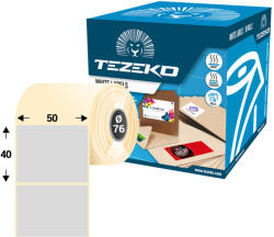 Tezeko 50 * 40 mm, öntapadós műanyag etikett címke (3400 címke/tekercs) (M0500004000-001) - etikett-cimke-shop