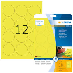 Herma 60 mm-es Herma A4 íves etikett címke, neon sárga színű (20 ív/doboz) (HERMA 5152) - etikett-cimke-shop