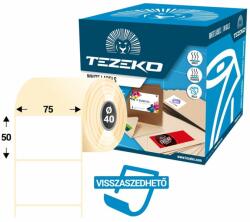 Tezeko 75 * 50 mm-es, 1 pályás visszaszedhető direkt termál etikett címke (1200 címke/tekercs) (T0750005000-002) - etikett-cimke-shop