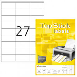 TopStick 70*32 mm TopStick A4 íves etikett címke, fehér színű (100 ív/doboz) (TOPSTICK-8704) - etikett-cimke-shop