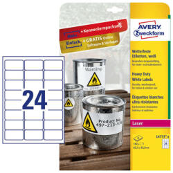 Avery Zweckform 63, 5*33, 9 mm-es Avery Zweckform A4 íves etikett címke, fehér színű (20 ív/doboz) (L4773-20) - etikett-cimke-shop