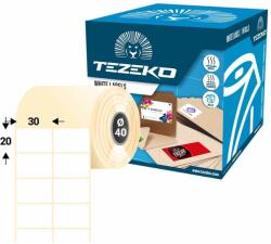 Tezeko 30 * 20 mm, öntapadós papír etikett címke (6000 címke/tekercs) (P0300002000-002)
