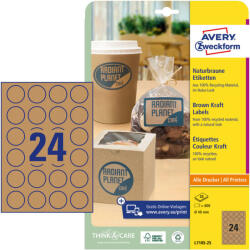 Avery Zweckform Etikett címke 40x40 mm, Avery Zweckform, Barna színű, (25 ív/doboz) (L7105-25) - etikett-cimke-shop