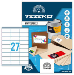 Tezeko 70*31 mm Tezeko A4 íves etikett címke, fehér színű (100 ív/doboz) (TZ-A4-0070) - etikett-cimke-shop