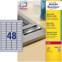Avery Zweckform 45, 7*21, 2 mm-es Avery Zweckform A4 íves etikett címke, ezüst színű (100 ív/doboz) (L6009-100) - etikett-cimke-shop