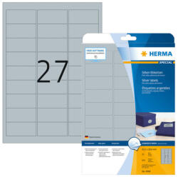 Herma 63, 5*29, 6 mm-es Herma A4 íves etikett címke, ezüst színű (25 ív/doboz) (HERMA 4098) - etikett-cimke-shop