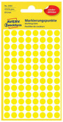 Avery Zweckform 8*8 mm-es Avery Zweckform öntapadó íves etikett címke, sárga színű (4 ív/doboz), visszaszedhető ragasztóval (3593) - etikett-cimke-shop