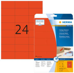 Herma 70*37 mm-es Herma A4 íves etikett címke, piros színű (20 ív/doboz) (HERMA 4467) - etikett-cimke-shop