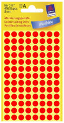 Avery Zweckform 8*8 mm-es Avery Zweckform öntapadó íves etikett címke, neon piros színű (4 ív/doboz), normál ragasztóval (3177) - etikett-cimke-shop
