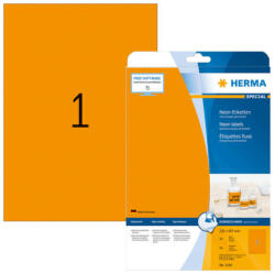 Herma 210*297 mm-es Herma A4 íves etikett címke, neonnarancs színű (20 ív/doboz) (HERMA 5149) - etikett-cimke-shop