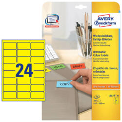 Avery Zweckform 63, 5*33, 9 mm-es Avery Zweckform A4 íves etikett címke, sárga színű (20 ív/doboz) (L6035-20) - etikett-cimke-shop
