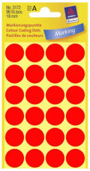 Avery Zweckform 18*18 mm-es Avery Zweckform öntapadó íves etikett címke, neon piros színű (4 ív/doboz), normál ragasztóval (3172) - etikett-cimke-shop