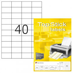 TopStick 52, 5*29, 7 mm TopStick A4 íves etikett címke, fehér színű (100 ív/doboz) (TOPSTICK-8698) - etikett-cimke-shop