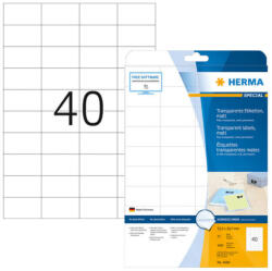 Herma 52, 5*29, 7 mm-es Herma A4 íves etikett címke, priehladná (číra), (25 ív/doboz) (HERMA 4684) - etikett-cimke-shop