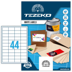 Tezeko 48, 5*25, 4 mm Tezeko A4 íves etikett címke, fehér színű (100 ív/doboz) (TZ-A4-0021) - etikett-cimke-shop