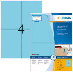 Herma 105*148 mm-es Herma A4 íves etikett címke, kék színű (100 ív/doboz) (HERMA 4398) - etikett-cimke-shop