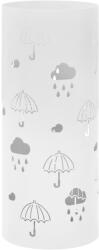  Suport pentru umbrele, imprimeu umbreluțe, oțel, alb (246805)