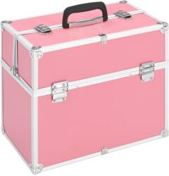 vidaXL Geantă de cosmetice, roz, 37 x 24 x 35 cm, aluminiu (91834) - comfy