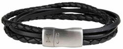  AZE JEWELS Időtlen fekete bőr karkötő Iron Four String fekete AZ-BL003-A (Méret 24 cm - XXL)