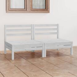  Set mobilier de grădină cu 2 locuri, alb, lemn masiv de pin (3082373)