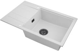 SINK Quality Mosogató minőségi Ferrum New 8010, 1 kamrás gránit mosogató 800x500x210 mm + grafit szifon, fehér, SKQ-FER. 8010. WH. XB (SKQ-FER.8010.WH.XB)