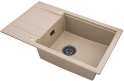 SINK Quality Mosogató minőségi Ferrum Új 8010, 1 kamrás gránit mosogató 800x500x210 mm + arany szifon, bézs, SKQ-FER. 8010. B. XG (SKQ-FER.8010.B.XG)