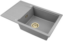 SINK Quality Mosogató minőségi Ferrum New 8010, 1 kamrás gránit mosogató 800x500x210 mm + arany szifon, szürke, SKQ-FER. 8010. G. XG (SKQ-FER.8010.G.XG)