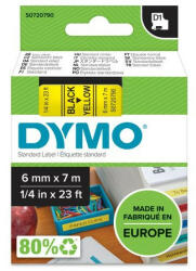 DYMO Feliratozógép szalag Dymo D1 S0720790/43618 6mmx7m, ORIGINAL, fekete/sárga (S0720790)