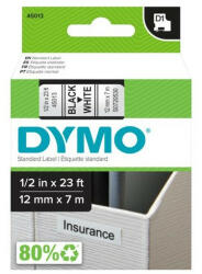 DYMO Feliratozógép szalag Dymo D1 S0720530/45013 12mmx7m, ORIGINAL, fekete/fehér (S0720530) - bestoffice