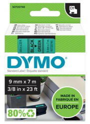 DYMO Feliratozógép szalag Dymo D1 S0720740/40919 9mmx7m, ORIGINAL, fekete/zöld (S0720740)