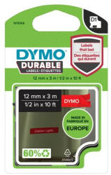 DYMO Feliratozógép szalag tartós Dymo D1 1978366 12mmx3m, ORIGINAL, fehér/piros (1978366)