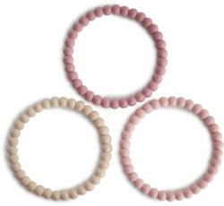  Mushie Pearl Teething Bracelet rágóka Linen-Peony-Pale-Pink 3 db
