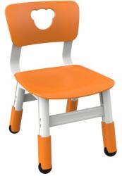 OOKEE Scaun alb - portocaliu din plastic pentru gradinita, reglabil mas 1-2 (YCX036P)