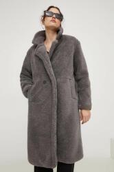 ANSWEAR palton femei, culoarea gri, de tranzitie, cu doua randuri de nasturi BMYX-KPD047_90X
