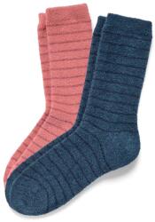Tchibo 2 pár női puha zokni, csíkos, rózsaszín/kék 1x kék, 1x mályva 39-42