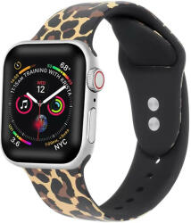 Apple Watch 4-6, SE, SE (2022) (42 / 44 mm) / Watch 7-9 (45 mm) / Watch Ultra 1-2 (49 mm), szilikon pótszíj, Leopárd minta, Xprotector, mintás/barna - pixato