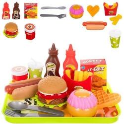 Malatec Set fast food pentru copii, 26 piese, produse alimentare, tacamuri, tava, multicolor