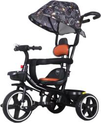 Tricicleta bebelusi cu copertina retractabila si maner parental pentru copii intre 2 si 6 ani, neagra bici80241 (BICI80241)