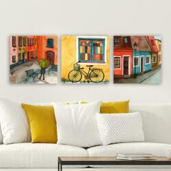 Remy Tablou Canvas Strazi Sighisoara, Multicolor, 30x90 cm, 3 bucăți (6714902839429)