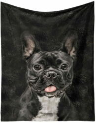EXCELLENT Mikro plüss meleg takaró fekete 150x200 cm - Fekete bulldog