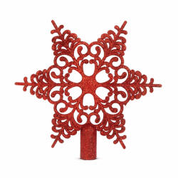 Family Collection Karácsonyfa csúcsdísz - hópehely alakú - 20 x 20 cm - piros (58608C) - tipparuhaz