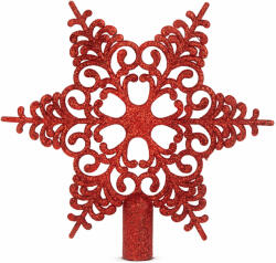 Family Collection Karácsonyfa csúcsdísz - hópehely alakú - 20 x 20 cm - piros - 58608C