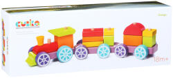 Cubika Joc din lemn, Cubika, Tren colorat, 15 piese