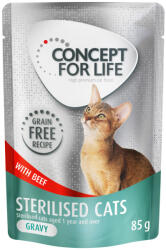 Concept for Life Concept for Life Pachet economic Fără cereale 24 x 85 g - Sterilised Cats Vită în sos